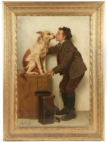 The Boot Black's New Best Friend Oil Painting by John George Brown