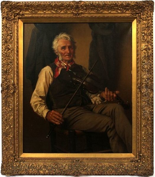 The Old Fiddler Oil Painting by John George Brown
