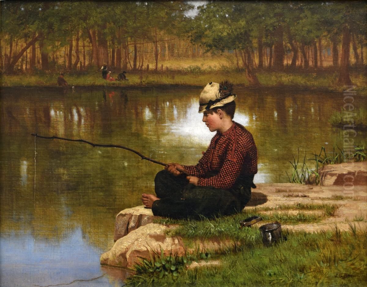 Waiting For A Bite, Central Park Oil Painting by John George Brown