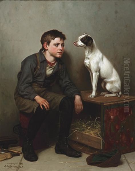 A Serious Story Oil Painting by John George Brown