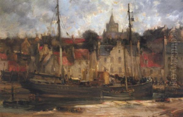 The Harbour At Pittenweem Oil Painting by Joseph Brown