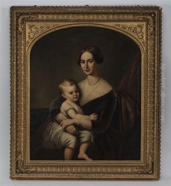 Portrait Of Harriet Douw And Her Son Alexander Oil Painting by Manneville (Elihu Dearing) Brown