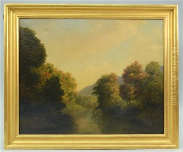 View On Mohawk From Fungeson's Bridge Oil Painting by Manneville (Elihu Dearing) Brown