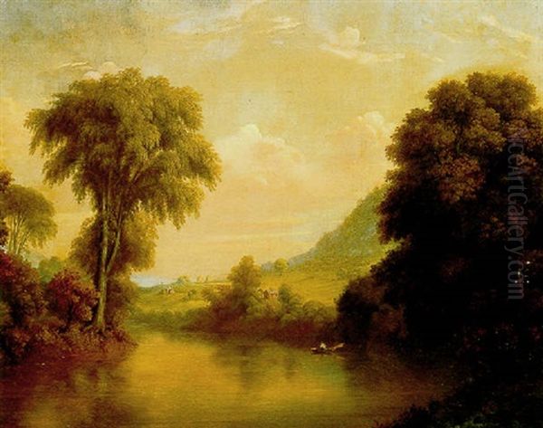 View On Mohawk From Morris' Bridge Oil Painting by Manneville (Elihu Dearing) Brown