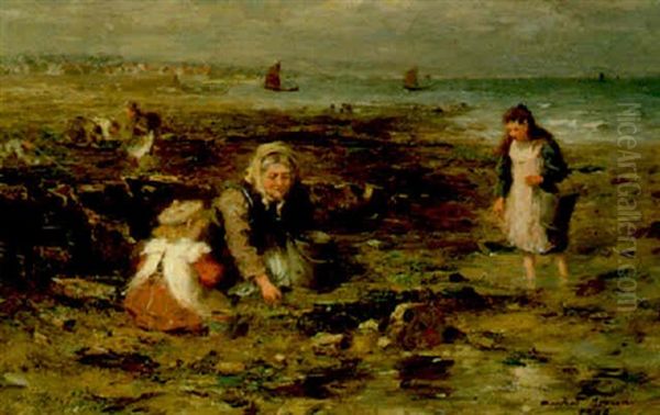 The Mussel Gatherers Oil Painting by William Marshall Brown