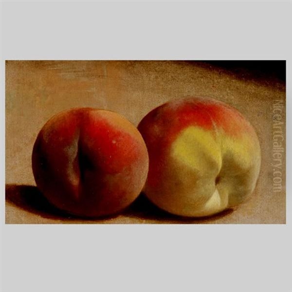 Still Life Of Peaches Oil Painting by William Mason Brown