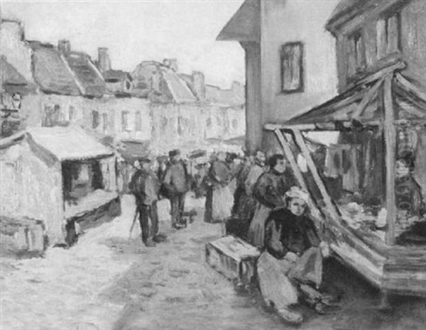 Market Place Oil Painting by George Elmer Browne
