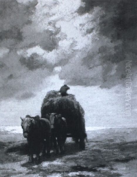 The Hay Cart, Brittany Oil Painting by George Elmer Browne