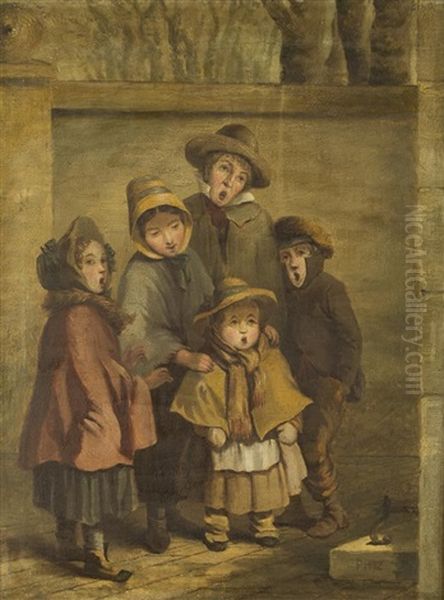 The Carollers Oil Painting by Hablot Knight Browne