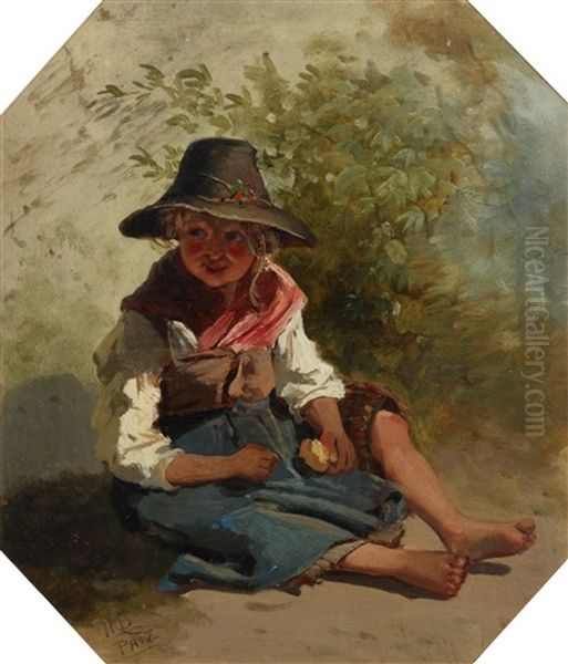 Little Girl Resting Oil Painting by Hablot Knight Browne