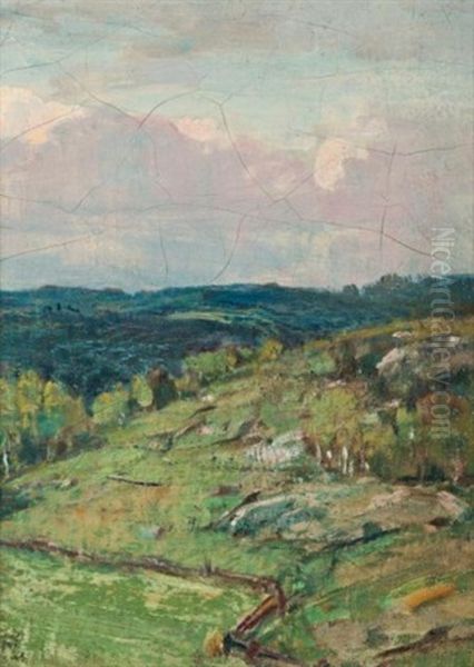 Split Rail Fence Oil Painting by Peleg Franklin Brownell