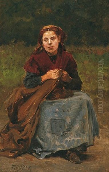 Divka S Plastem Oil Painting by Vaclav Brozik