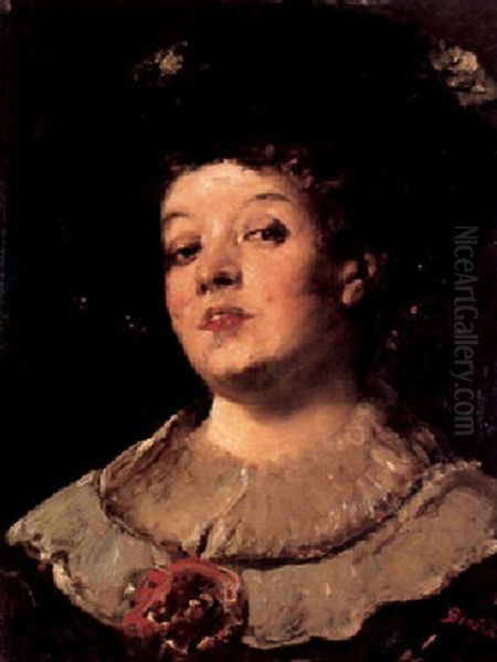 Portrait Einer Jungen Frau Mit Hut Oil Painting by Vaclav Brozik