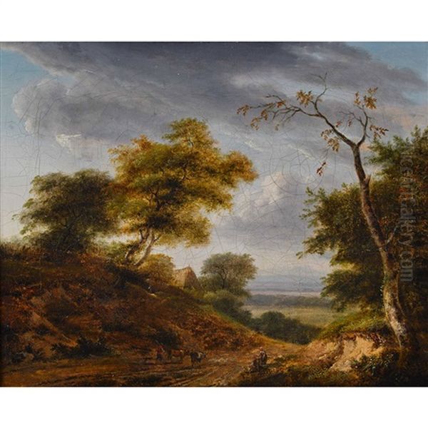 Landschaftspartie Mit Hirten Oil Painting by Lazare Bruandet