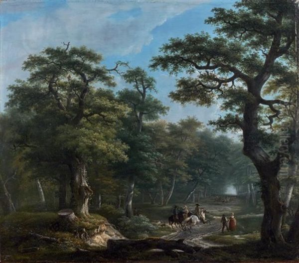 Scene De Chasse A Courre Oil Painting by Lazare Bruandet