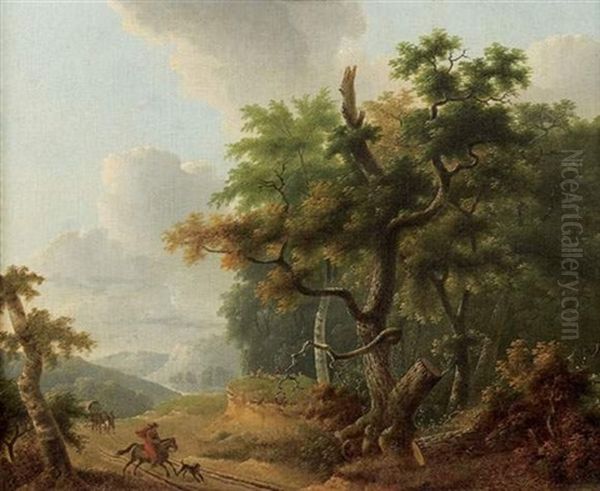 Cavalier Galopant En Foret Oil Painting by Lazare Bruandet