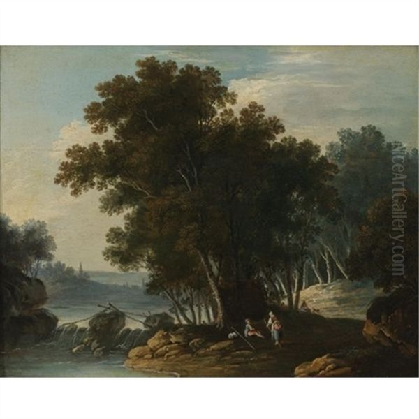 Travelers Resting By A Stream Oil Painting by Lazare Bruandet