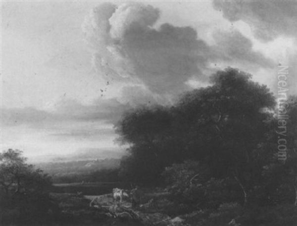 Paysage Anime De Personnages Oil Painting by Lazare Bruandet