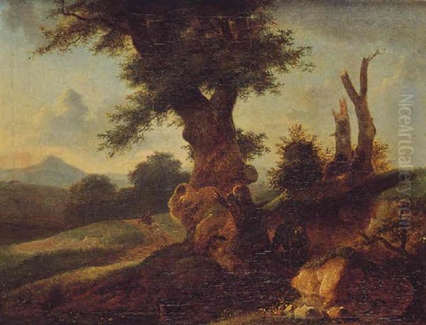 Paysage Aux Voleurs De Grand Chemin Oil Painting by Lazare Bruandet