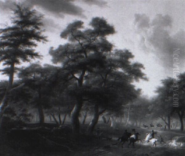 Le Depart Pour La Chasse A Courre Oil Painting by Lazare Bruandet