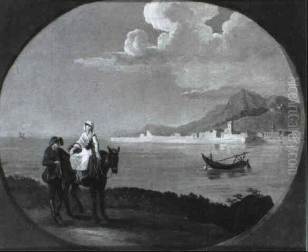 Paysage De Riviere Avec Pecheurs Oil Painting by Lazare Bruandet