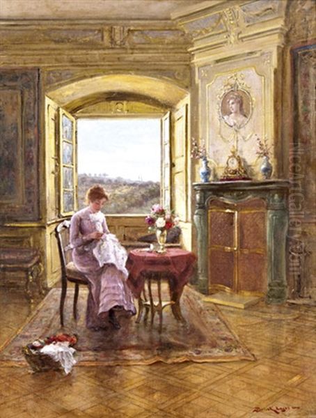 Kastely Enteriorben Nyari Delutan Oil Painting by Lajos Bruck