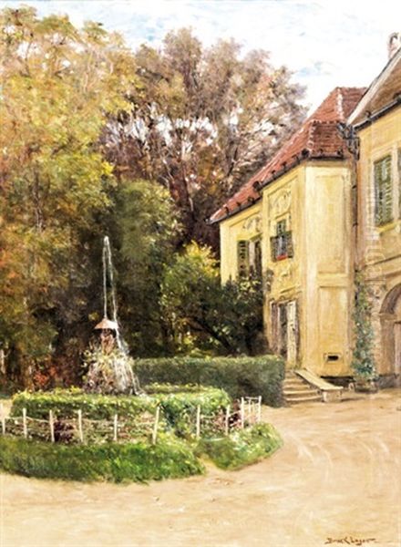 Kastelypark Reszlet Szokokuttal Oil Painting by Lajos Bruck