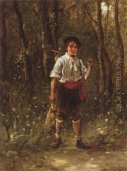 The Young Hunter Oil Painting by Lajos Bruck