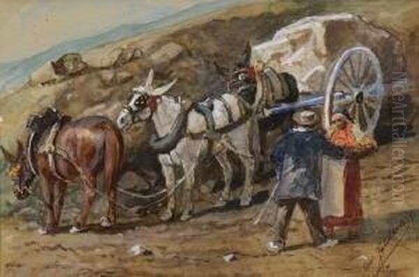 Begegnung Auf Der Landstrase. Oil Painting by Christian W. Allers