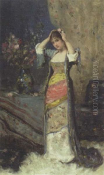 The Finishing Touches Oil Painting by Lajos Bruck