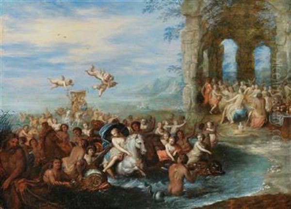 Feast Of The Gods, With The Marriage Of Neptune And Amphitrite Oil Painting by Jan Brughel
