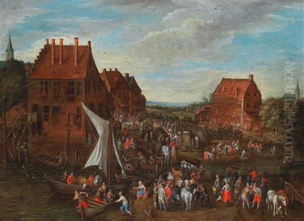 A Village Road With Figures Oil Painting by Jan Brughel