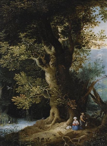 Rest On The Flight Into Egypt Oil Painting by Jan Brughel