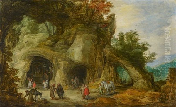 Heilige Messe In Einer Grotte Oil Painting by Jan Brughel