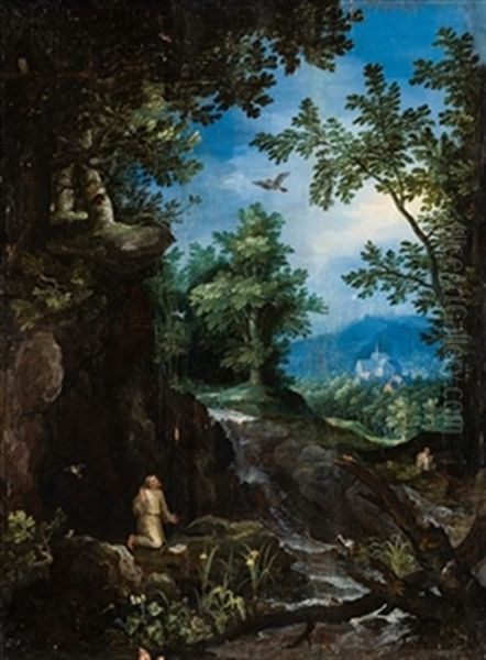 San Francisco Recibiendo Los Estigmas Oil Painting by Jan Brughel