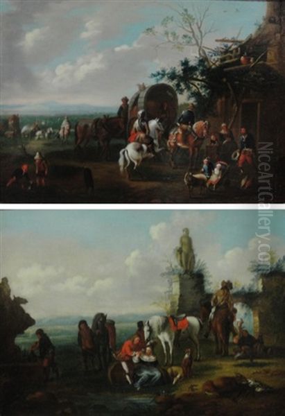 A Pair Of Oils On Panel Oil Painting by Jan Brughel