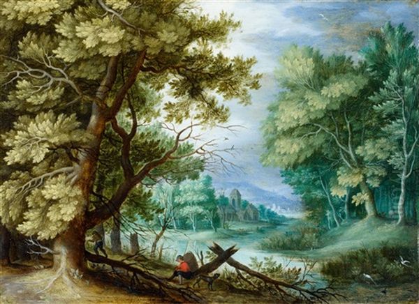 Forest Landscape With Ramblers Oil Painting by Jan Brughel