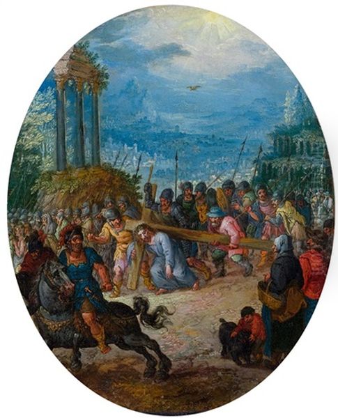Christ Carrying The Cross: Way To Golgotha Oil Painting by Jan Brughel