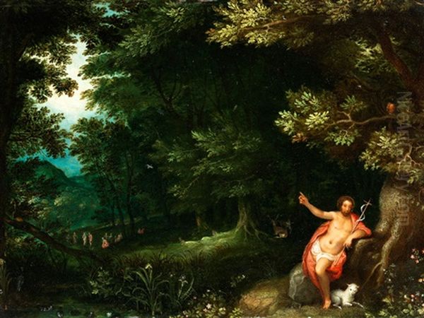 Waldinneres Mit Johannes Dem Taufer, Um 1596 Oil Painting by Jan Brughel