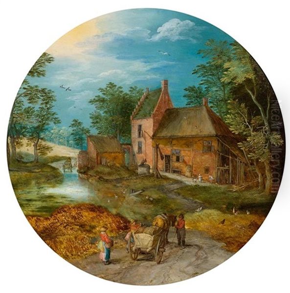 Bauernhaus An Einem Bach Oil Painting by Jan Brughel