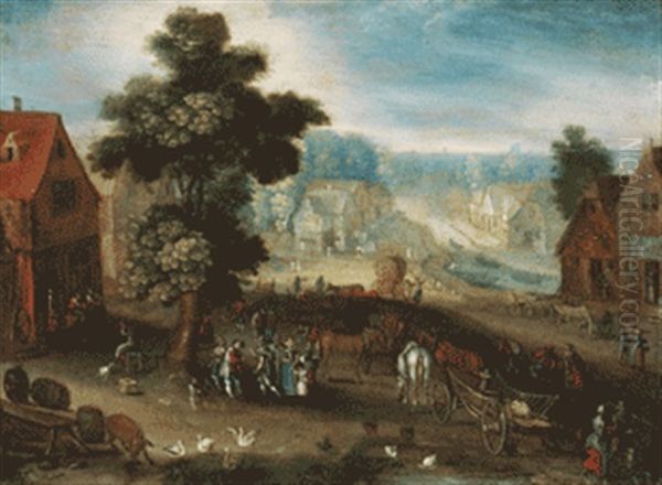 Dorfstrase Mit Kanal Oil Painting by Jan Brughel