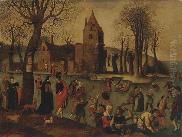 Merry-making On The Ice Oil Painting by Jan Brughel