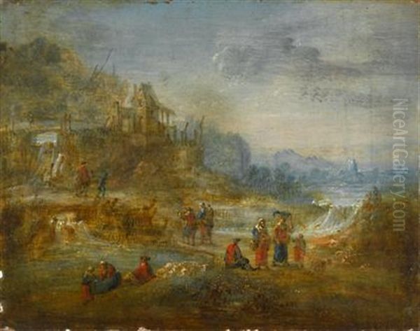 Extensive Landscapes With Figures (a Pair) Oil Painting by Jan Brughel