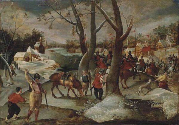 Winter Landscape With The Massacre Of The Innocents Oil Painting by Jan Brughel