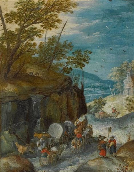 Landstrase Mit Reisenden Oil Painting by Jan Brughel