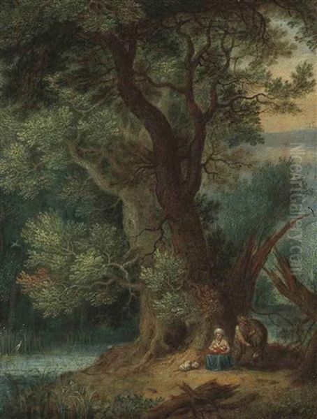 A Landscape With The Rest On The Flight To Egypt Oil Painting by Jan Brughel