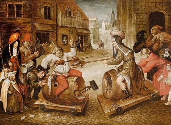 The Combat Between Carnival And Lent Oil Painting by Jan Brughel