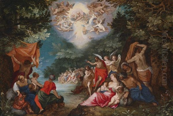Die Taufe Christi Im Jordan Oil Painting by Jan Brughel