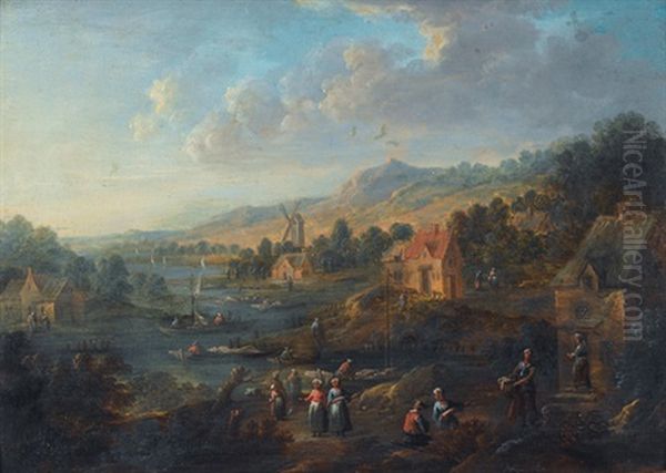 Dorf An Einem Flusse Oil Painting by Jan Brughel