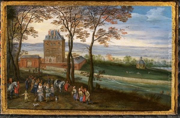 Schloss Mariemont Mit Erzherzog Albrecht Und Isabella Oil Painting by Jan Brughel